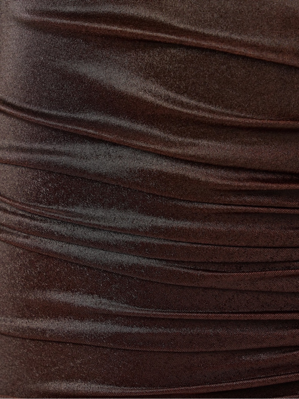 Rick Owens One-Shoulder Ruched Satin Gown in Dark Brown and Rust - Picture 7 of 8